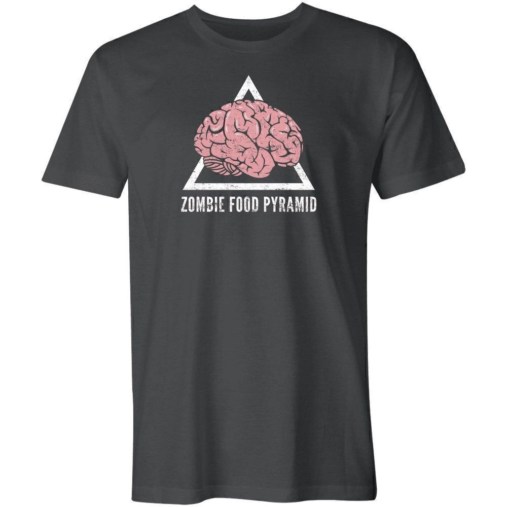 SNORGTEES ZOMBIE FOOD PYRAMID BRAINS GRAPHIC T-SHIRT SMOKE GRAY L